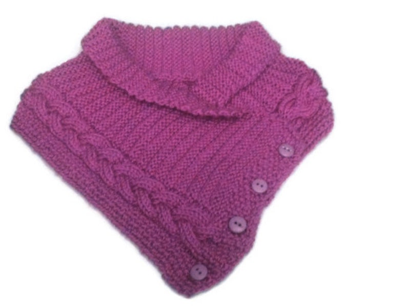 Neck Warmer Buttoned Scarflette With Cable Knitting Pattern PDF File not a finished product. image 2