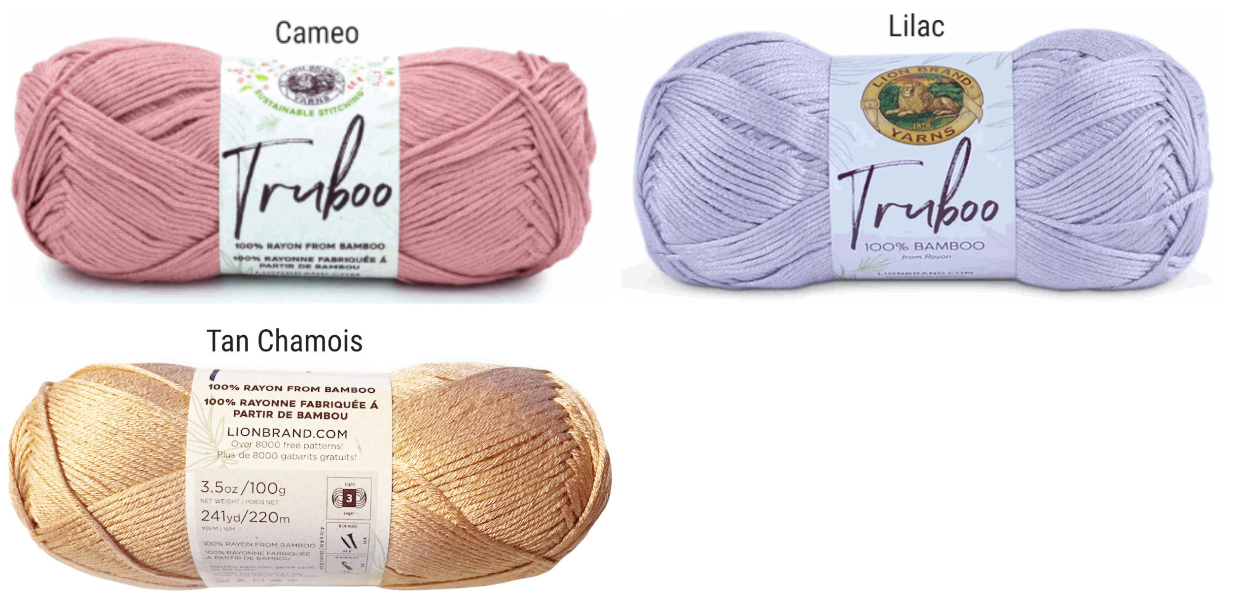 (Pack of 3) Lion Brand Truboo Yarn-Light Pink