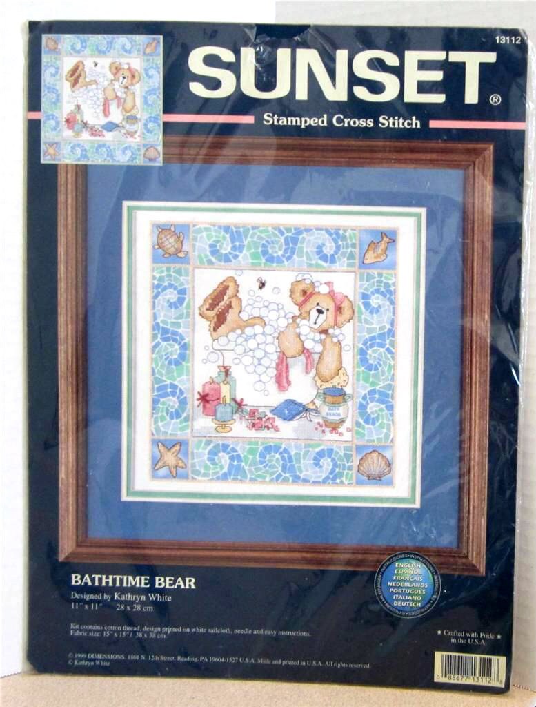 Bath Time Bear Stamped Cross Stitch Complete Kit by Dimensions