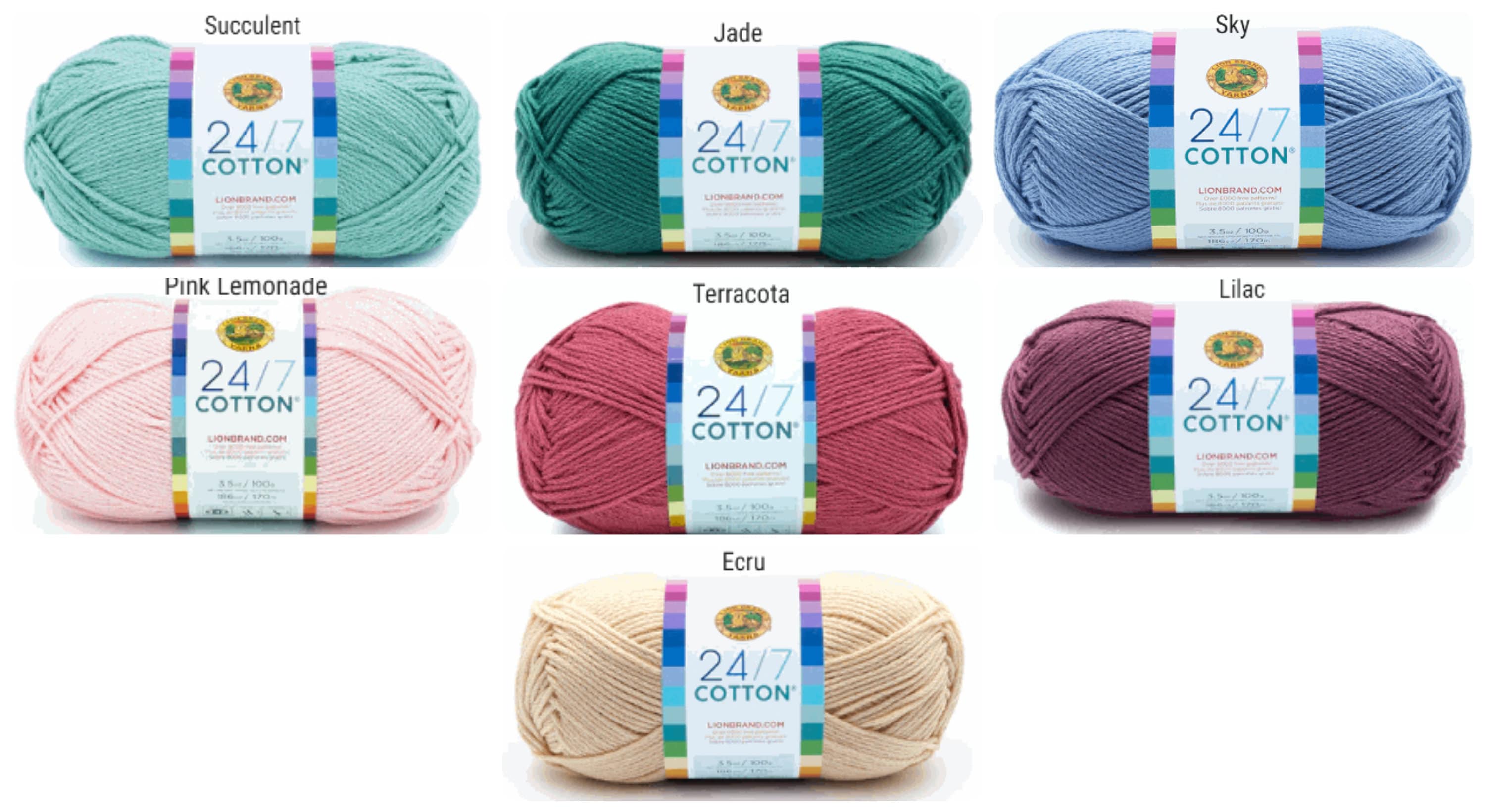 Lion Brand 24/7 Cotton Yarn - 3.5 oz - Lilac