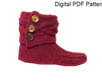 Braided Cuff Slippers Booties PDF Knitting Pattern Knitting shoes, Knitting booties PDF File Is not a finished product. It is a PDF Pattern