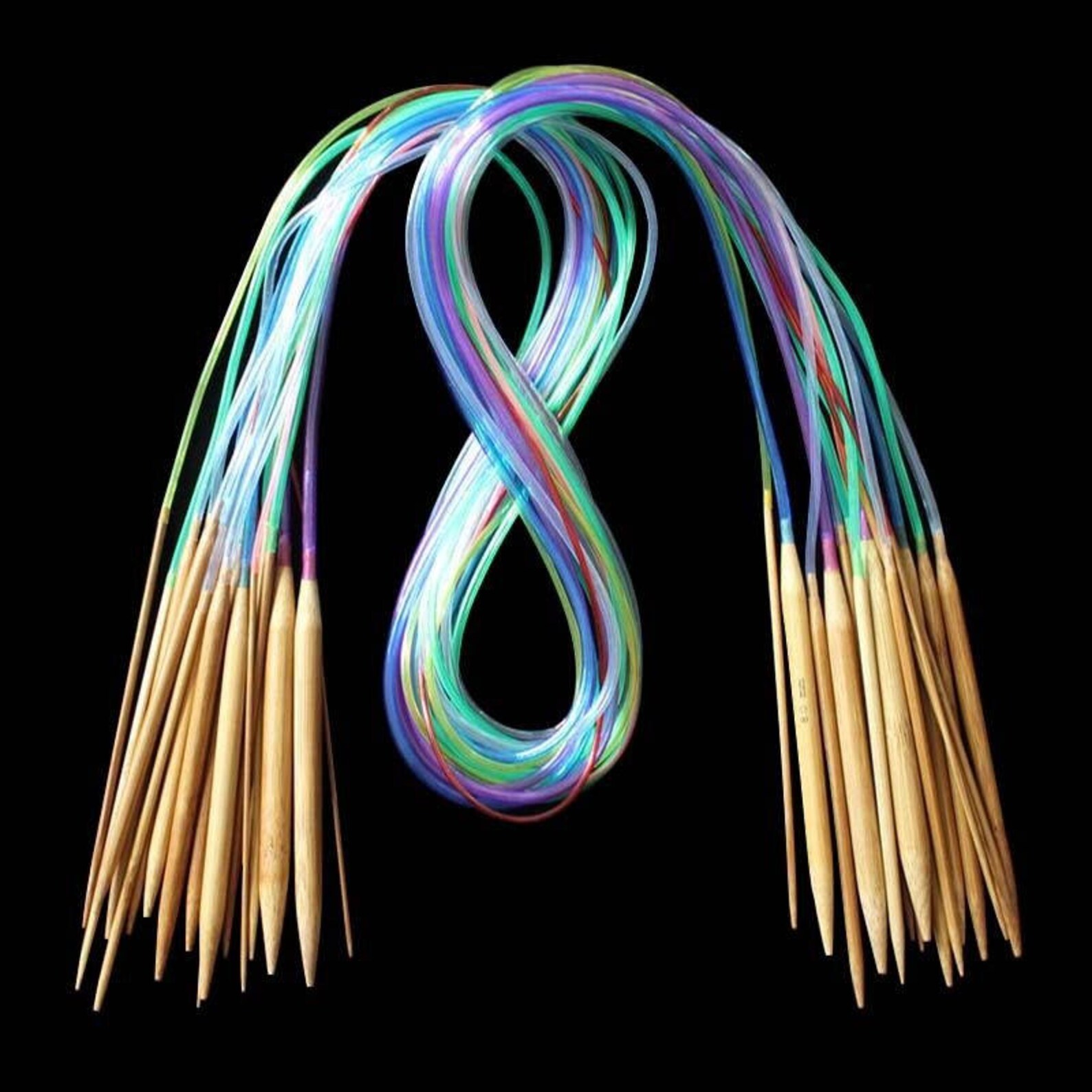 Bamboo Circular Knitting Needles Set Colored Tube 18 Sizes Etsy