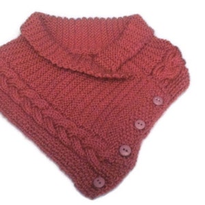 Neck Warmer Buttoned Scarflette With Cable Knitting Pattern PDF File not a finished product. image 3