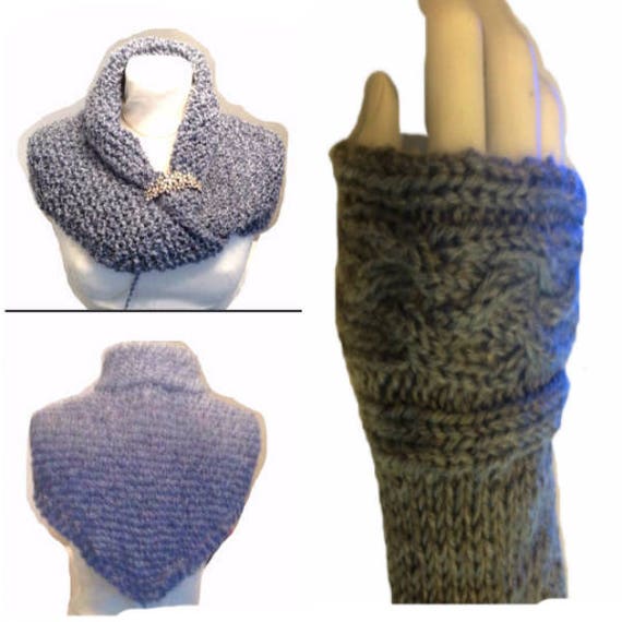 Claire/'s Shawl /& Arm Warmers Fingerless Gloves Set Outlander Inspired Patterns