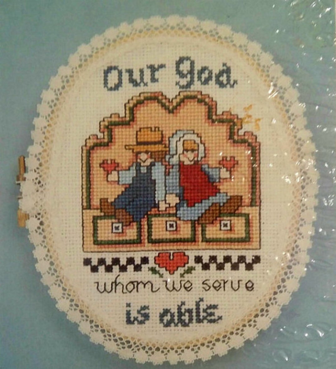Counted Cross Stitch Kit Rare Vintage God is Able Little Hoops by