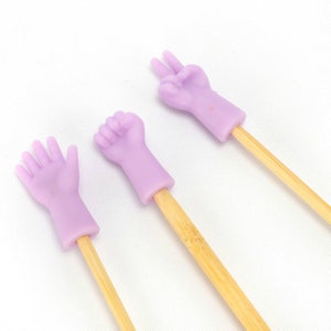 Knitting Needles Point Protectors Stoppers Rock Paper Scissors, Orange, Purple, or Hot Pink