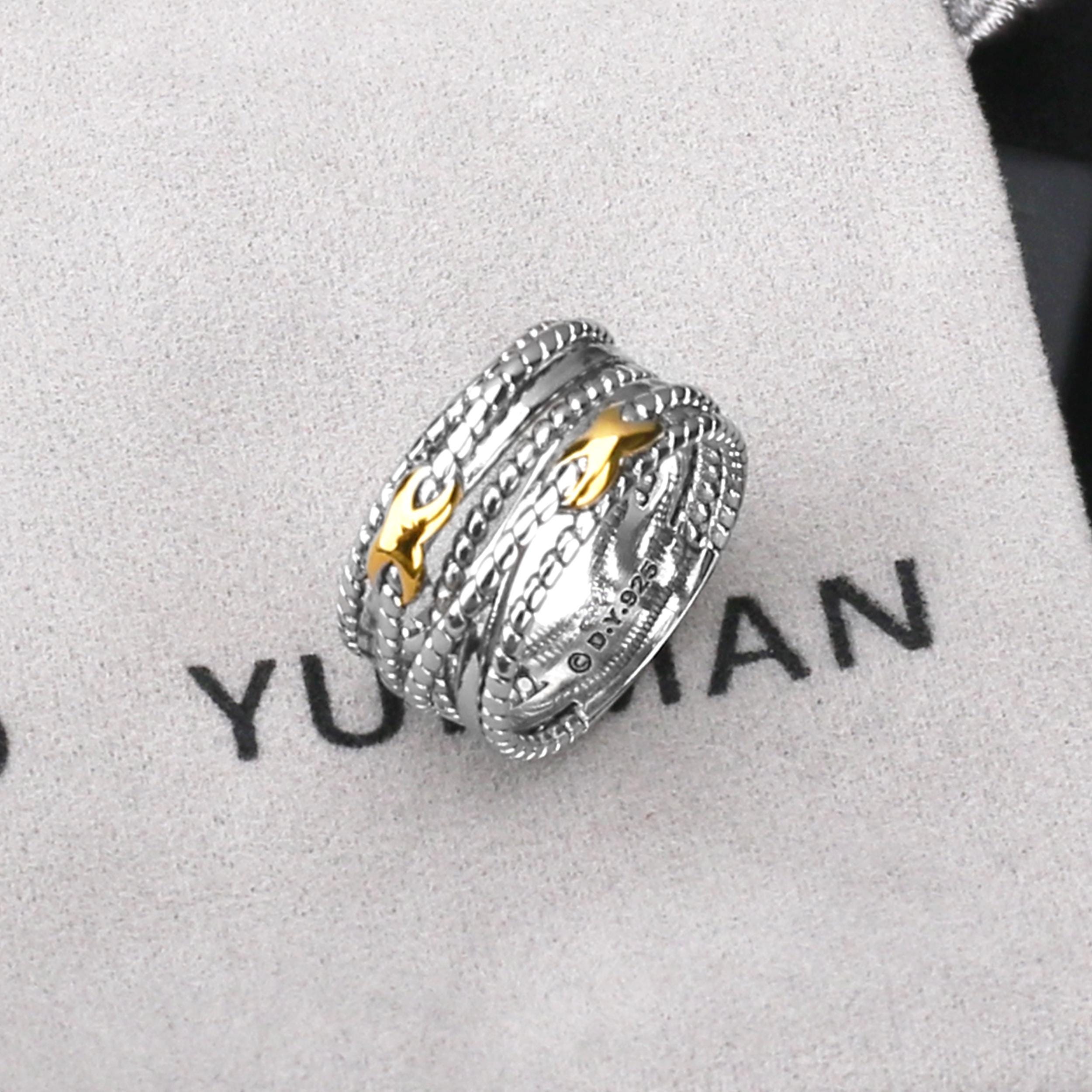 Bague Homme David Yurman Le Caire - Argent Sterling 925, Largeur 8 Mm, Taille 12, Neuve Sous écrin