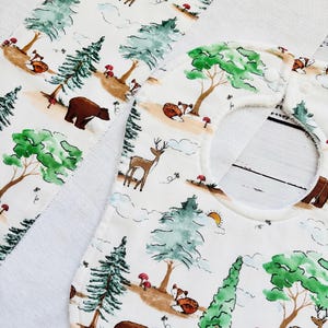 Baby Bib and Burp Cloth - Baby Boy Bibs - Bear Bib - Woodland Baby Animals - Baby Shower Gift - Baby&#39;s First Christmas Gift