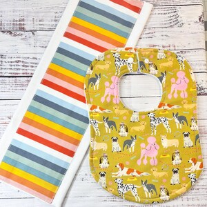 Baby Bib and Burp Cloth - Baby Bibs - Dog Bib - Dogs - Baby Shower Gift - Baby&#39;s First Christmas Gift