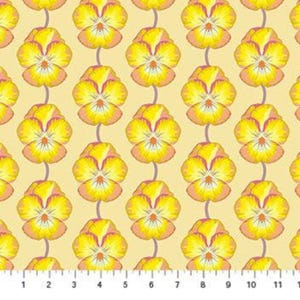 Anna Maria Iconic Pansy in Muted - Sold in Half Yard Increments