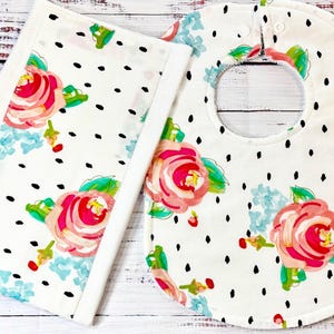 Baby Bib and Burp Cloth - Baby Girl Bibs - Boho Bib - Boho - Baby Shower Gift - Baby&#39;s First Christmas Gift
