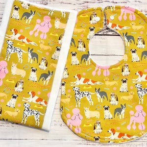 Baby Bib and Burp Cloth - Baby Bibs - Dog Bib - Dogs - Baby Shower Gift - Baby&#39;s First Christmas Gift