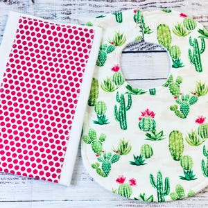 Baby Bib and Burp Cloth - Baby Bibs - Cactus Bib - Cactus - Baby Shower Gift - Baby&#39;s First Christmas Gift