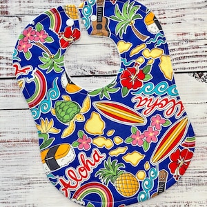 Baby Bibs - Baby Boy Bibs - Aloha Bib - Surfer Bib - Surfboard - Baby Shower Gift - Baby&#39;s First Christmas Gift - Baby Bib Set - Hawaiian