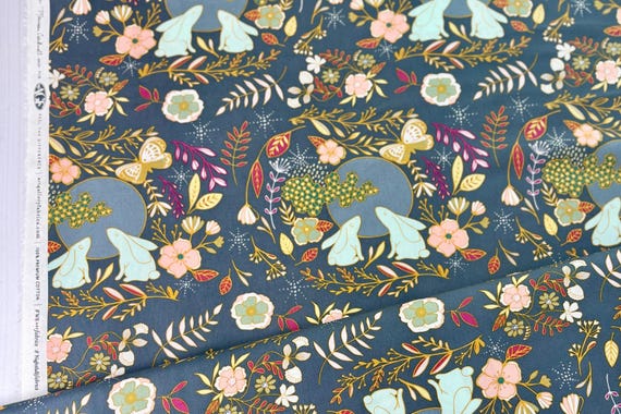 Nightfall Moon Stories Spark | Art Gallery Fabrics | AGF Quilt Fabrics | Bunny Fabric | Sold by the Half Yard