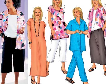 Butterick Sewing Pattern 3039 Dress Top Tunic Shirt Pants Skirt Women's Misses & Petite Plus Size Separates Size 16W-20W Bust 38-42 Uncut FF