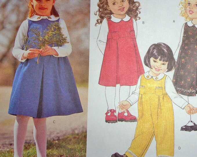 Butterick Sewing Pattern 6724 Girl's Jumper Dress Overalls Long Sleeve ...