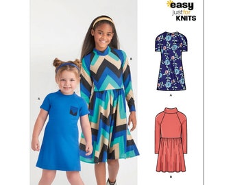 New Look Pattern N6773 Girl's Knit Dress with Long or Short Raglan Sleeves Child's Children's Tween's Teen's Size 3-14 Chest 22-32 Uncut FF