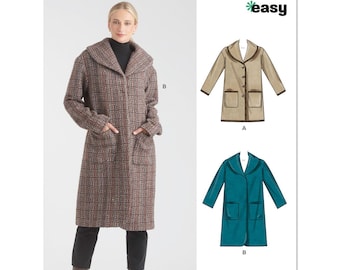 New Look Sewing Pattern N6767 Coat with Shawl Collar Buttons or Snap Closure Misses Women's Outerwear Size XS-XL 4-26 Bust 29-46 Uncut FF