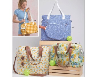 Simplicity Sewing Pattern S9935 Tote Bag and Sports Bag with Pickleball Paddle Cover Misses Women's Sportswear Fashion Accessories Uncut FF