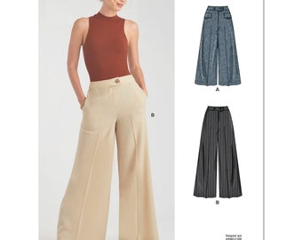 New Look Sewing Pattern N6769 Wide Leg Pants Slacks Trousers with Pockets Misses Women's & Petite Separates Size 10-22 Waist 25-37 Uncut FF