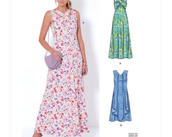 New Look Sewing Pattern N6717 Sleeveless Front Draped Sundress Maxi Dress with Crossed Straps Misses Women's Size 8-18 Bust 31-40 Uncut FF