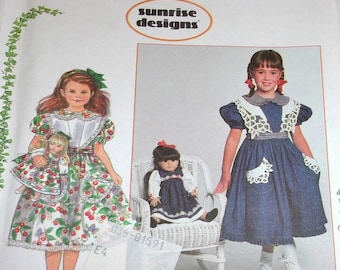 Simplicity Sunrise Designs Sewing Pattern 7026 Girl's & 18" Doll Fancy Party Dressy Dress Child's Children's Size 2-4 Chest 21-23 Uncut FF