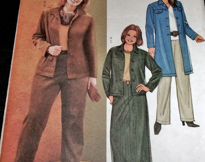 Butterick Sewing Pattern 3980 Jacket Duster Coat Maxi Skirt Pants Women ...