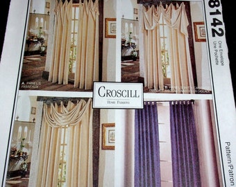 McCall's Croscill Sewing Pattern 8142/787 Window Treatments Tab or Loop Top Panel Curtains Drapes Topper Valance Home Decorator Uncut FF