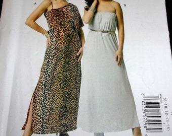 McCall's Stitch N Save Sewing Pattern M9100 One Sleeve Lounge Dress Off Shoulder Maxi Caftan Misses Women's Size 8-16 Bust 31-38 Uncut FF