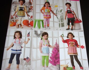 Simplicity Sewing Pattern 1954 Girl's Costume Bib Apron with Seasonal Holiday Trim Tween's Child's Children's Size 3-8 Waist 20-23 Uncut FF