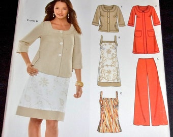 New Look Sewing Pattern 6788 Duster Jacket Sleeveless Dress Top Pants Misses Women's Separates Coordinates Size 10-22 Bust 32-44 Uncut FF
