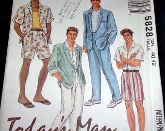 Vtg 1990's McCall's Today's Man Sewing Pattern 5828 Men's Jacket Sports Shirt Pants Slacks & Shorts Size Chest 40 42 Waist 34 36 Uncut FF