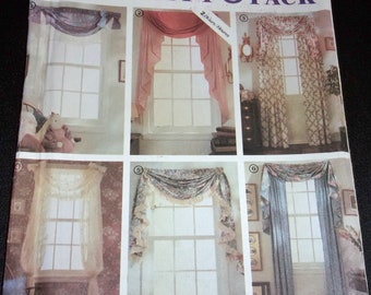 Simplicity Abbie's Jiffy 6 Pack Sewing Pattern 7204 Window Treatments Panel Curtain Drapes Jabot Swag Festoon Draperies Drapery Uncut FF