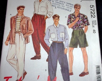 Vtg 1990's McCall's Today's Man Learn to Sew for Fun Sewing Pattern 5722 Men's Sports Shirt Pants & Shorts Size Chest 40 Waist 34 Uncut FF