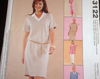 McCall's Nancy Zieman Sewing Pattern 3122 Knit Wardrobe Separates Dress Top Skirt Pants Misses Women & Petite Size 8-22 Bust 31-44 Uncut FF