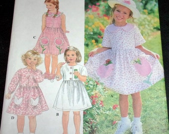 Simplicity Sewing Pattern 9523 Girl's Dress with Patch Pockets and Sleeves or Sleeveless Child's Children's Size 2-4 Chest 21-23 Uncut FF