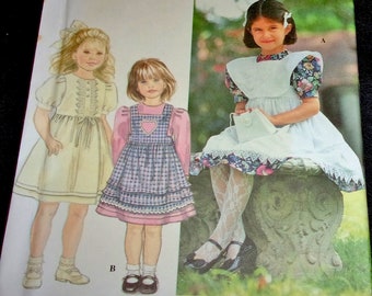 Simplicity Sewing Pattern 9784 Girl's Dressy Dress Long or Short Sleeves and Pinafore Apron Child's Children's Size 2-4 Chest 21-23 Uncut FF