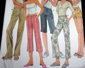 Simplicity Sewing Pattern 7196 Pants Crop Slacks Cropped Capris Shorts Misses Women's Sportswear Separates Size 6-12 Waist 23-26 Uncut FF