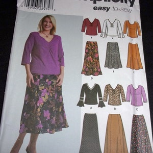 Simplicity Sewing Pattern 5469 Knit Tunic Top Flared Gored Skirt Women's Misses Plus Size Separates Coordinates 26W-32W Bust 48-54 Uncut FF image 1