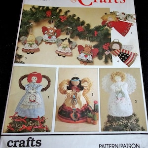 Vtg Simplicity Crafts Magazine Sewing Pattern 7549/0604 Decorative Seasonal Angels Tree Toppers Christmas Ornaments Decorations Uncut FF
