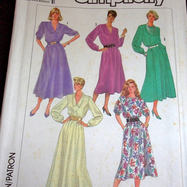 Vintage Simplicity Sewing Pattern 7800 Dress or Maxi Gown with Long or Short Sleeves Misses Women's & Petite Size 10-14 Bust 32-36 Uncut FF