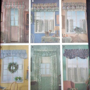 Simplicity Abbie's Jiffy 6 Pack Sewing Pattern 8963 Decorator Window Treatments Valances Panel Curtains Fits 24"-40" Wide Windows Uncut FF