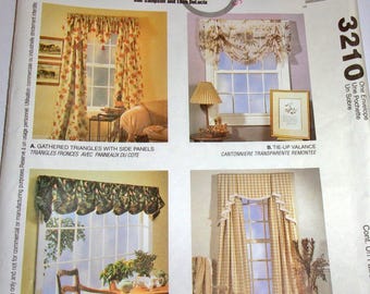 McCall's Home Dec in a Sec Sewing Pattern 3210 Cornice Valance Curtains Drapes Decorator Window Treatments Fits 25"-96" Wide Window Uncut FF