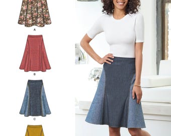 Simplicity Karen Z Sewing Pattern 8220 Mini Midi Maxi Skirt Curved Seams Contrast Option Women's Misses Plus Size 14-22 Waist 28-37 Uncut FF