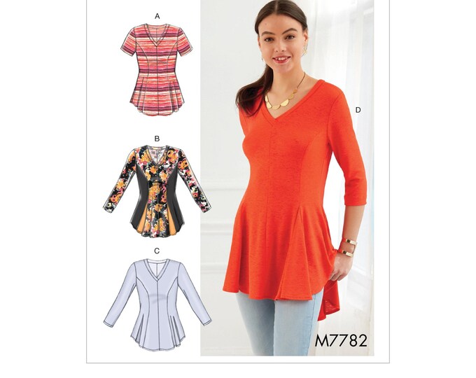 Mccall's Sewing Pattern M7782 Pullover Fit Flare Peplum Tunic Top Long ...