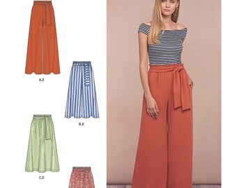 Simplicity Sewing Pattern 8605 Mini Midi Maxi Skirt Wide Leg Pants Belt Misses Women's Sportswear Separates Size 6-24 Waist 23-29 Uncut FF