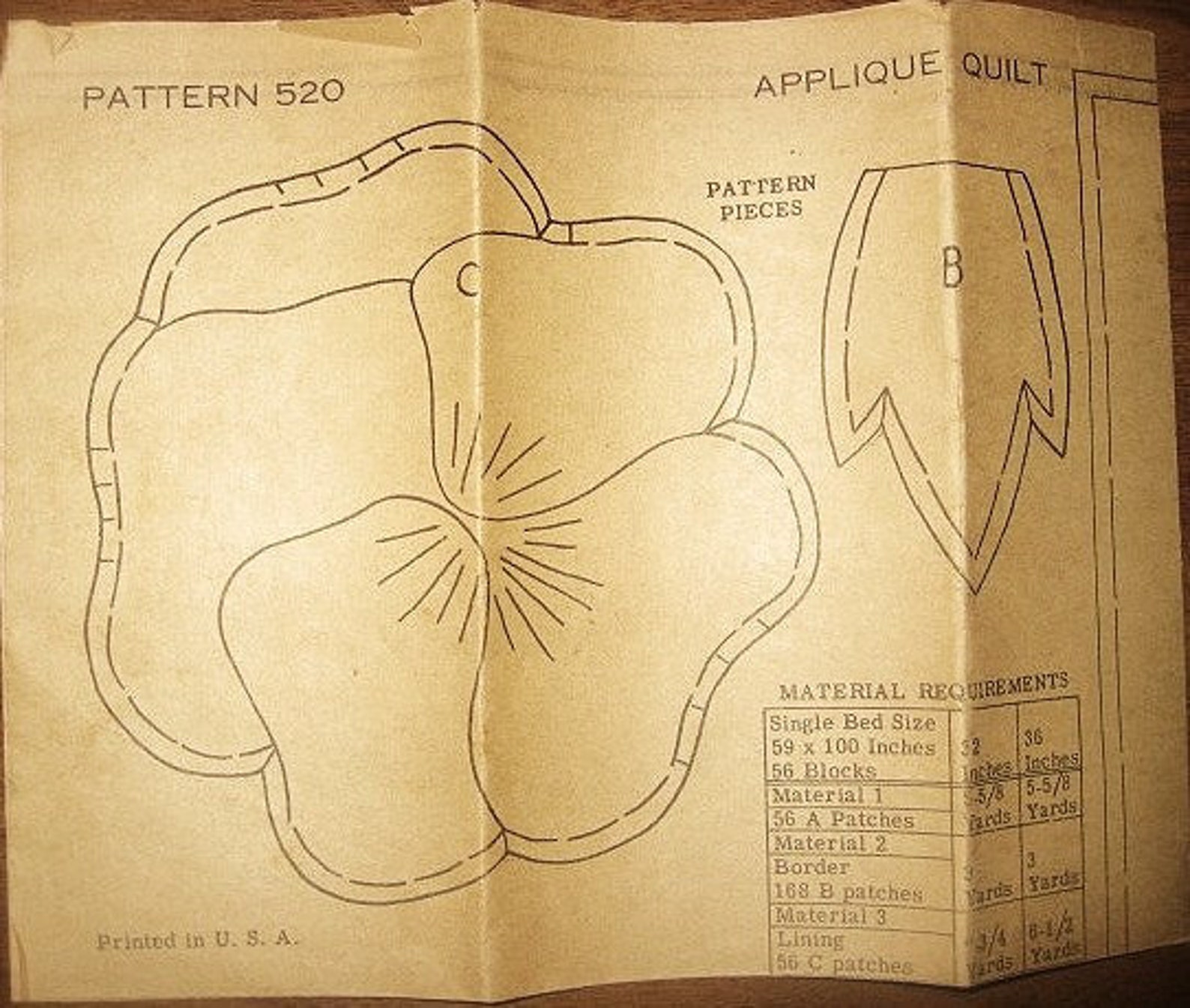 Vintage Pansy Applique Quilt Patterns Lot of Two Circa 1940s Etsy
