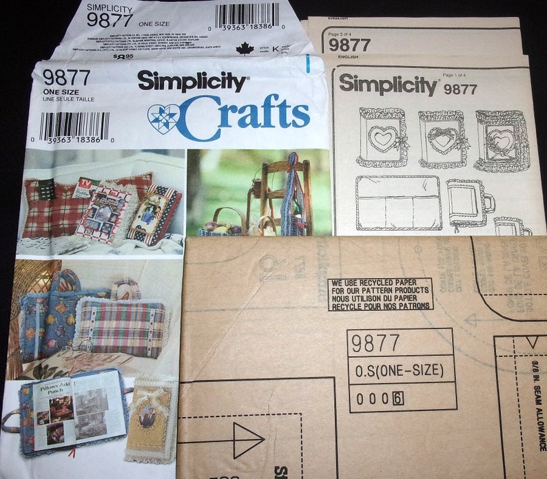 Simplicity Sewing Pattern 9877 Fabric Covers for Book Album Journal Box Basket Pocket Pillow Storage Caddy Home Crafts Decor Gifts Uncut FF image 4