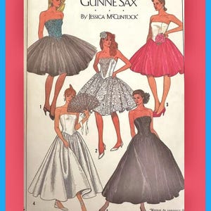 Vtg Simplicity Gunne Sax Sewing Pattern 8534 Strapless Evening Dress Special Occasion Formal Gown Misses & Petite Size 12 Bust 34 Uncut FF